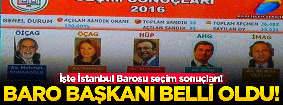 İstanbul Baro başkanı belli oldu!