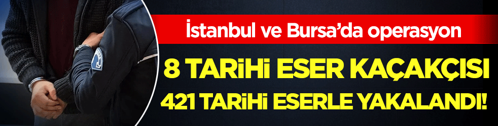 İstanbul ve Bursa’da operasyon: 8 tarihi eser kaçakçısı 421 eserle yakalandı