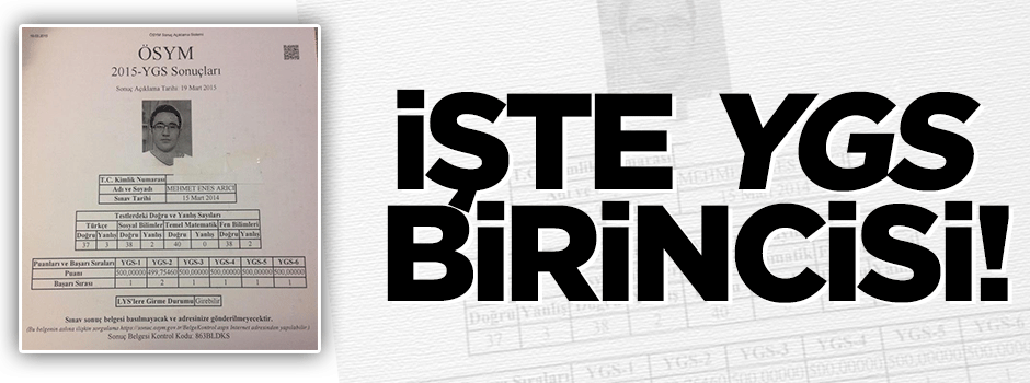 İşte 2015 Türkiye YGS birincisi!