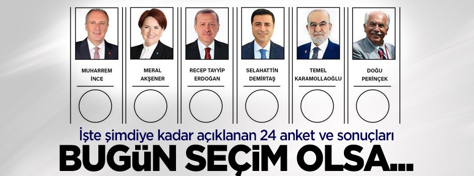 İşte şimdiye kadar açıklanan 24 anket ve sonuçları...