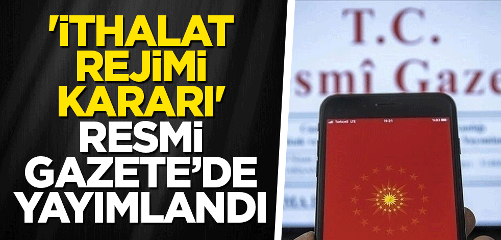 'İthalat Rejimi Kararı' Resmi Gazete'de yayımlandı