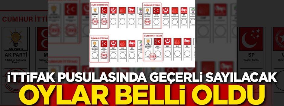İttifak pusulasında geçerli sayılacak oylar belli oldu