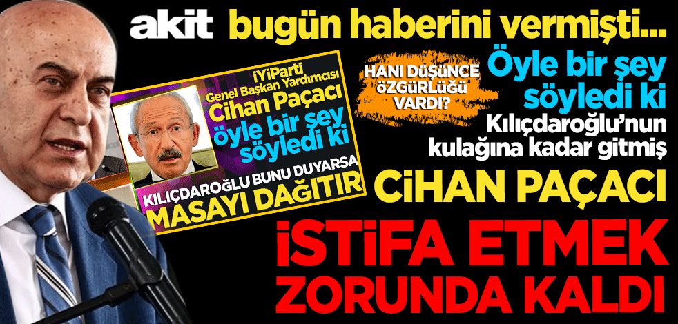 İYİ Parti Kurumsal İlişkiler Başkanı Cihan Paçacı partideki görevinden istifa etti