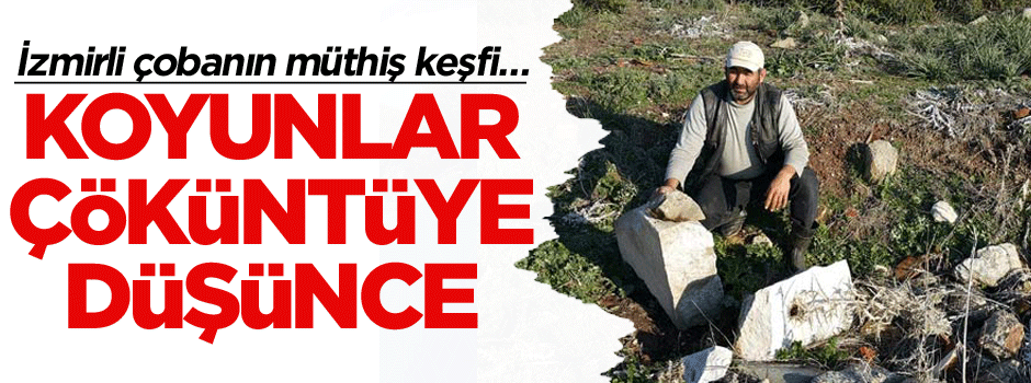 İzmirli çobanın müthiş keşfi… Koyunlar çöküntüye düşünce…