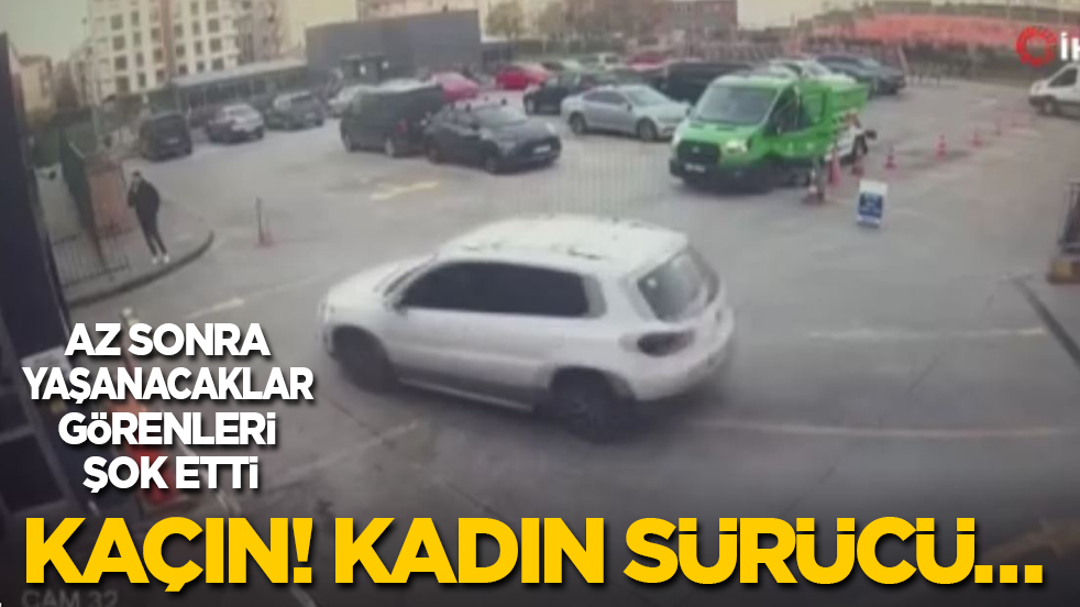 Kaçın! Kadın sürücü… Durduk yere otoparkı savaş alanına çevirip 5 metreden aşağı uçtu