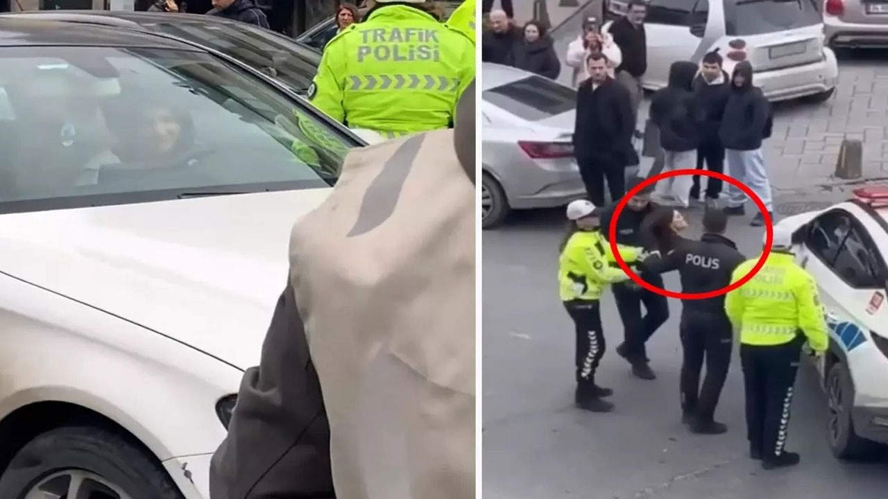 Kadın sürücü kabusu! Trafiği kilitleyip dans etti, çığlıklar atıp polis aracını tekmeledi