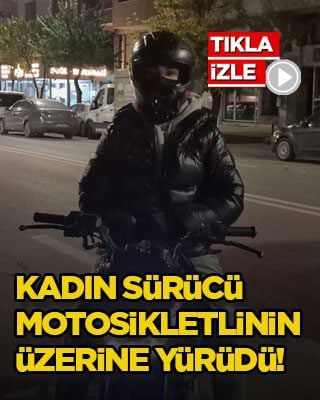 Kadın sürücü motosikletlinin üzerine yürüdü!