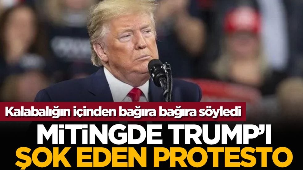 Kalabalığın içinden bağıra bağıra söyledi: Mitingde Trump’ı şok eden protesto