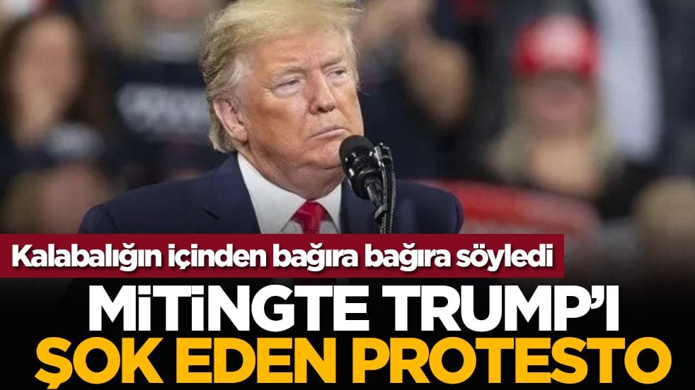 Kalabalığın içinden bağıra bağıra söyledi: Mitingte Trump’ı şok eden protesto