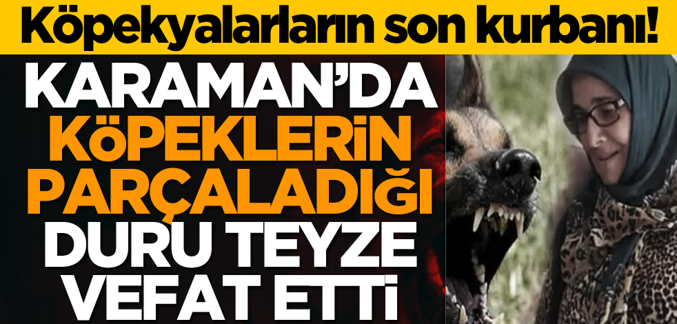 Karaman’da köpeklerin parçaladığı Duru teyze vefat etti