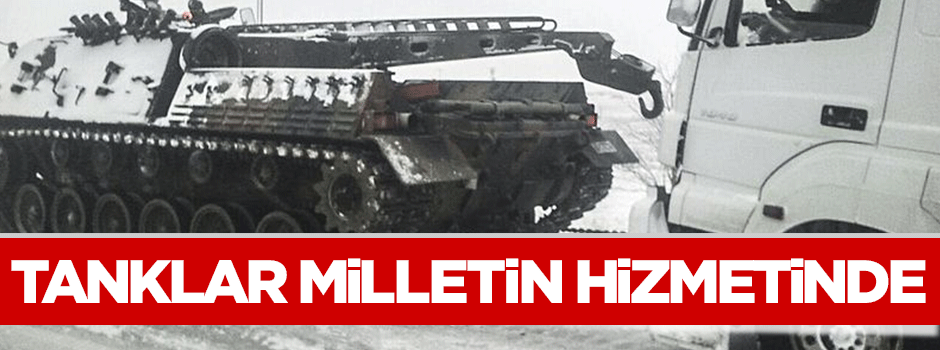 Karda kalan sürücülerin imdadına TSK'nın tankları yetişti