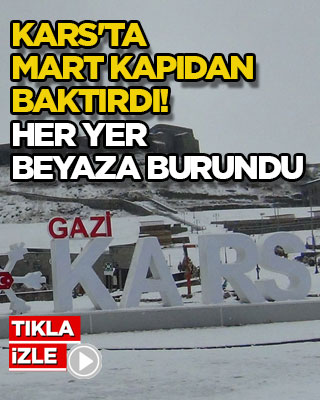Kars'ta mart kapıdan baktırdı! Her yer beyaza büründü
