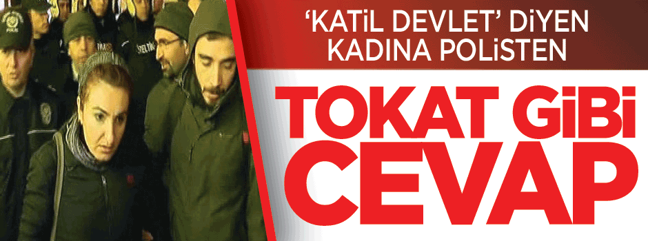 'Katil devlet' diyen kadına polisten tokat gibi cevap