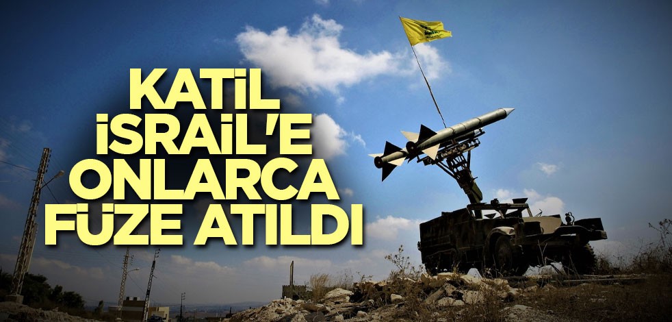 Katil İsrail'e onlarca füze atıldı