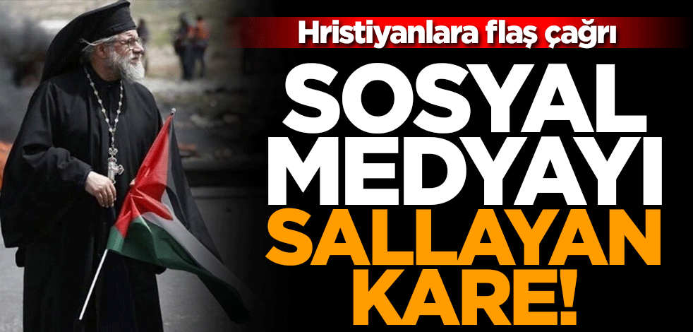 Katolik Başpiskopos Filistin bayrağı ile İsrail zulmüne karşı çıktı