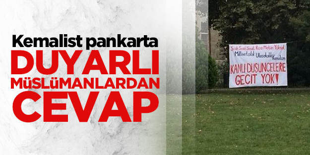 Kemalist pankarta İslamcı gençlerden cevap