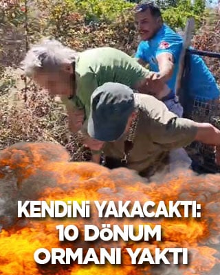 Kendini yakacaktı 10 dönüm ormanı yaktı