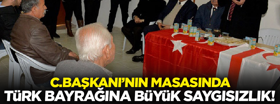 KKTC'de Türk bayrağı sofra bezi gibi kullanıldı!