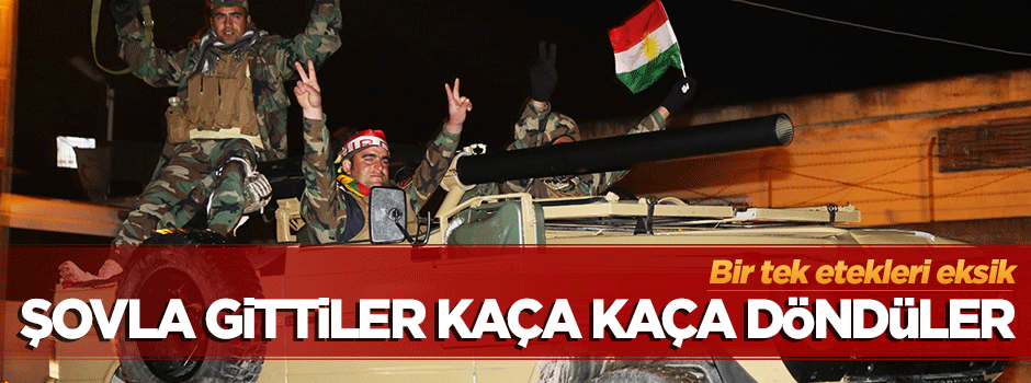 Kobani yolunda şov yapan peşmerge korkup kaçtı!