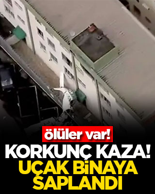 Korkunç kaza! Uçak binaya saplandı! Ölüler var