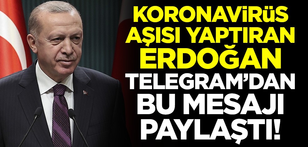 Koronavirüs aşısı yaptıran Cumhurbaşkanı Erdoğan Telegram'dan bu mesajı paylaştı