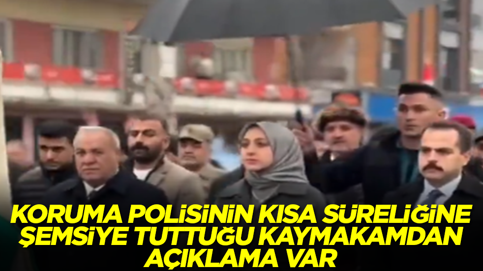 Koruma polisinin kısa süreliğine şemsiye tuttuğu kaymakam sessizliğini bozdu