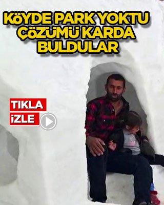 Köyde park yoktu, çözümü karda buldular