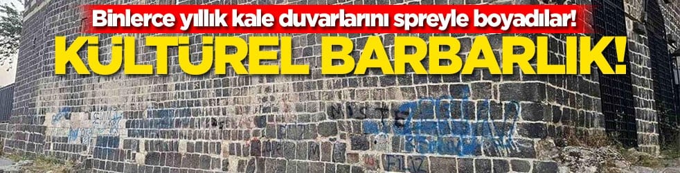 Kültürel barbarlık! Binlerce yıllık kale duvarlarını spreyle boyadılar