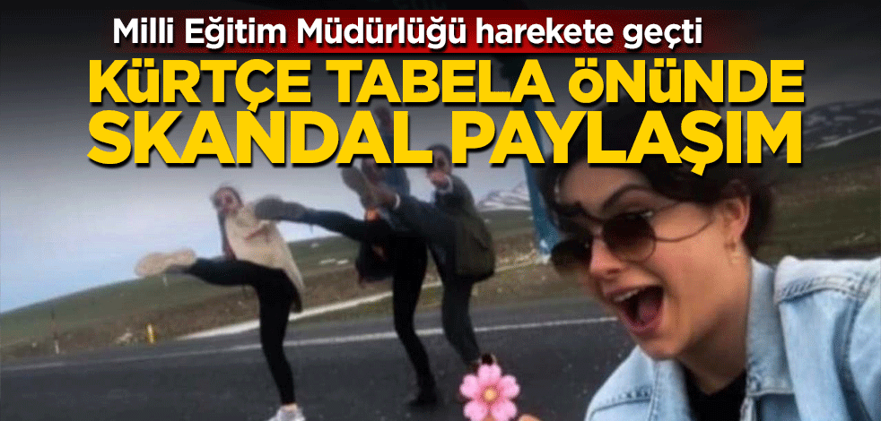 Kürtçe tabela önünde öğretmenlerden skandal paylaşım! Milli Eğitim Müdürlüğü harekete geçti
