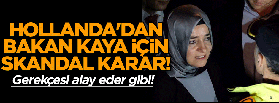Küstahlığa doymuyorlar… Hollanda'dan Bakan Kaya için skandal karar!