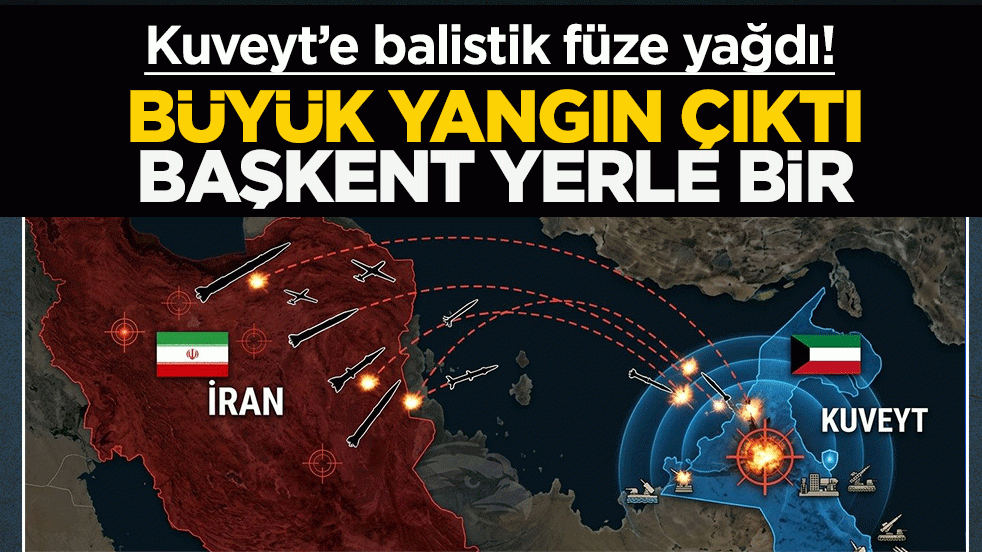 Kuveyt’e balistik füze yağdı! Büyük yangın çıktı: Başkent yerle bir
