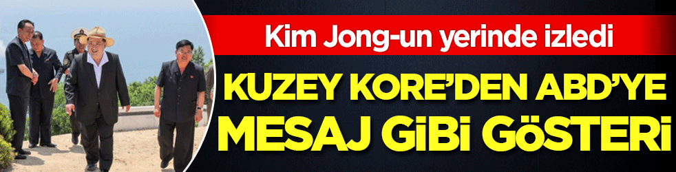 Kuzey Kore'den ABD'ye mesaj gibi gösteri! Kim Jong-un yerinde izledi!