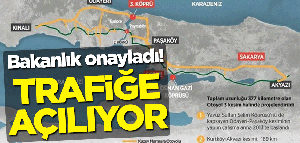 Kuzey Marmara Otoyolu Projesi'nde yeni kesimler 20 Aralık'ta trafiğe açılacak