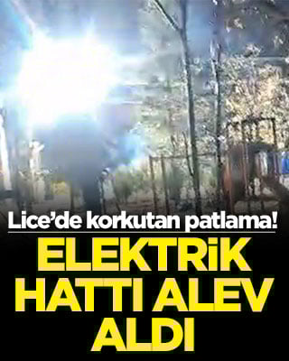 Lice’de korkutan patlama! Elektrik hattı alev aldı