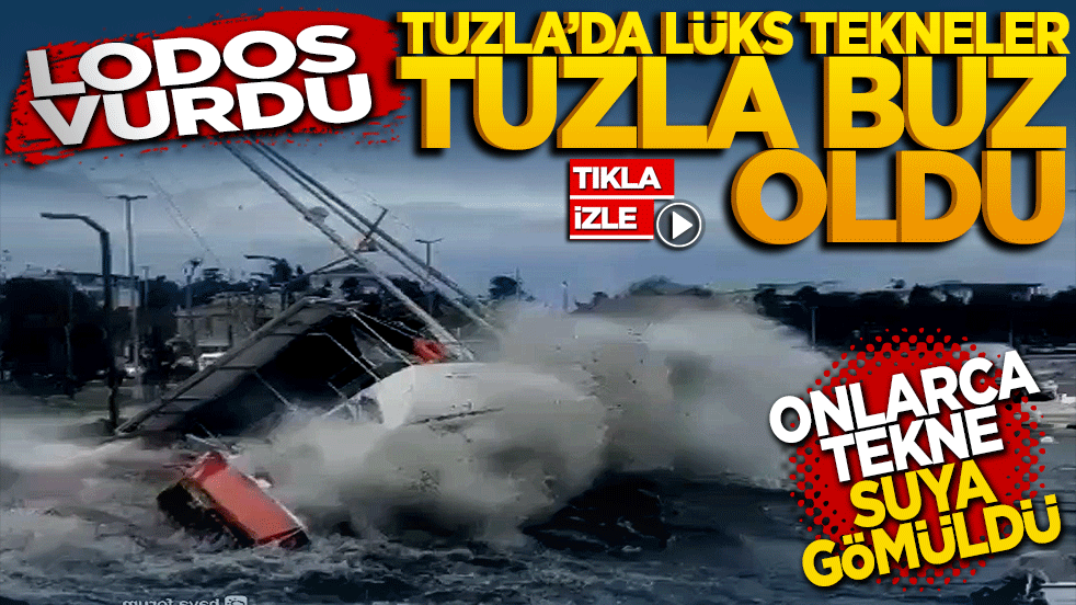 Lodos vurdu, lüks tekneler Tuzla’da tuzla buz oldu! Onlarca tekne suya gömüldü