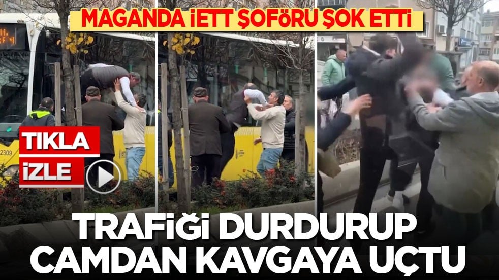 Maganda İETT şoförü İstanbul'u şok etti: Trafiği durdurup camdan kavgaya uçtu