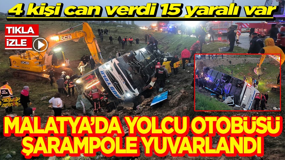 Malatya'da yolcu otobüsü şarampole yuvarlandı