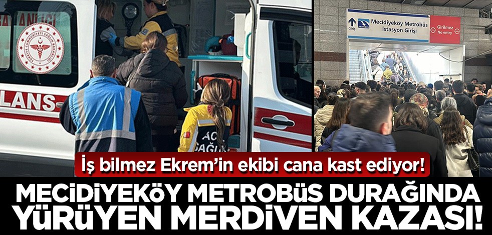 Mecidiyeköy metrobüs durağında yürüyen merdiven kazası! Yaralılar var...
