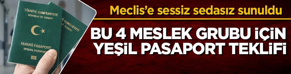 Meclis’e sessiz sedasız sunuldu! Bu 4 meslek grubu için yeşil pasaport teklifi