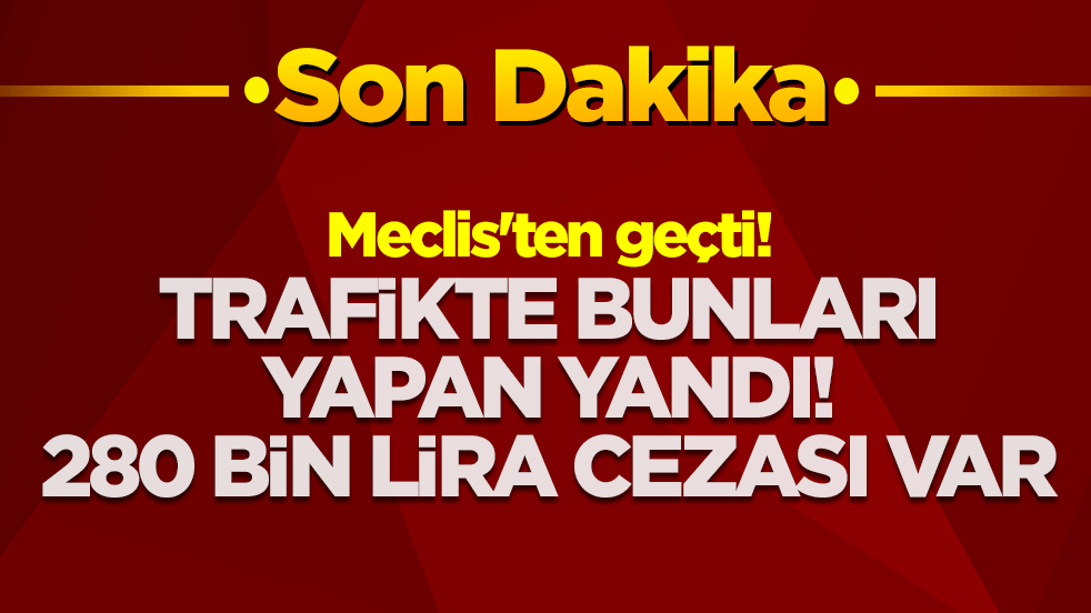 Meclis'ten geçti! Trafikte bunları yapan yandı: 280 bin lira cezası var