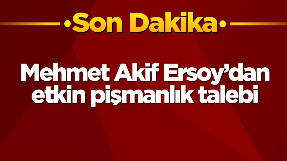 Mehmet Akif Ersoy’dan etkin pişmanlık talebi