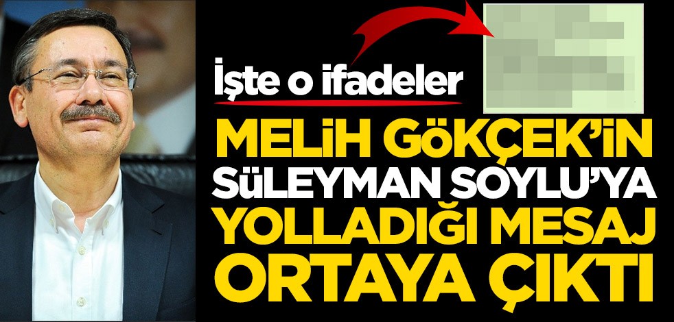 Melih Gökçek'in Süleyman Soylu'ya yolladığı mesaj ortaya çıktı