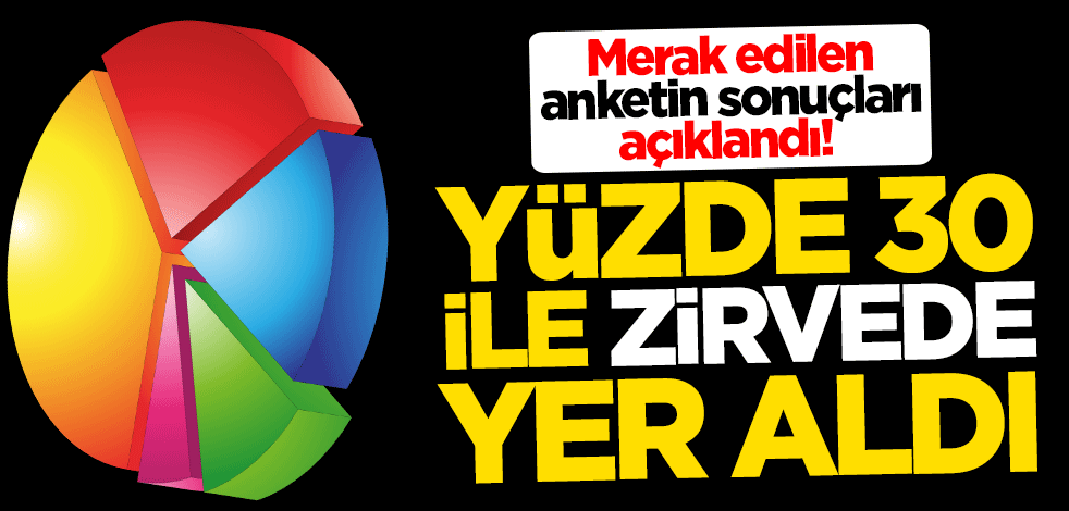 Merak edilen anketin sonuçları açıklandı! Yüzde 30 ile zirvede yer aldı