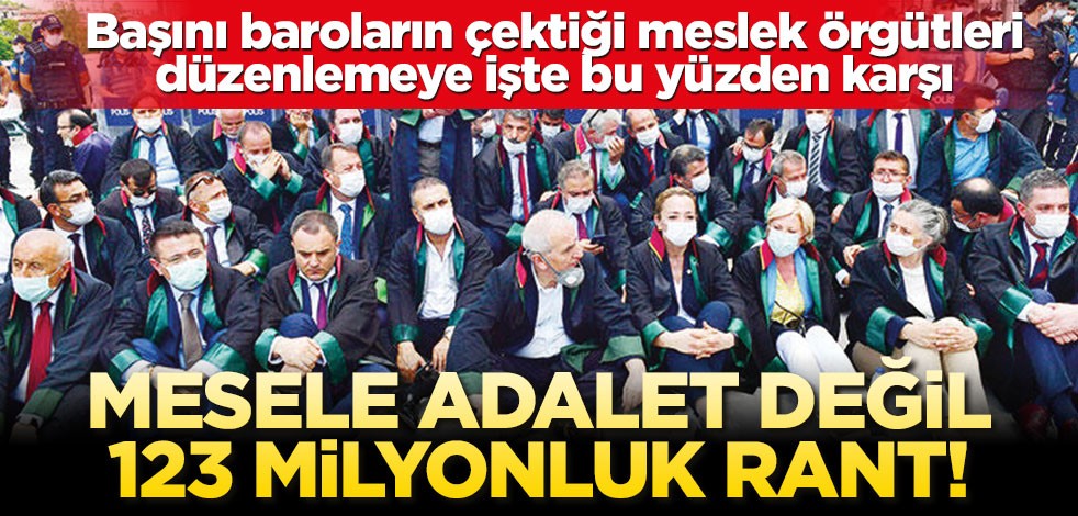 Mesele adalet değil 123 milyonluk rant! Başını baroların çektiği meslek örgütleri düzenlemeye işte bu yüzden karşı