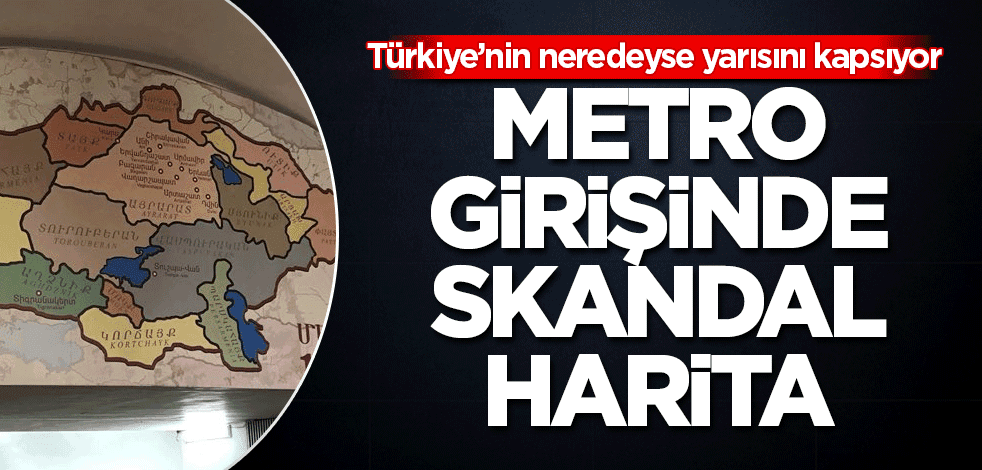 Metro girişinde skandal harita