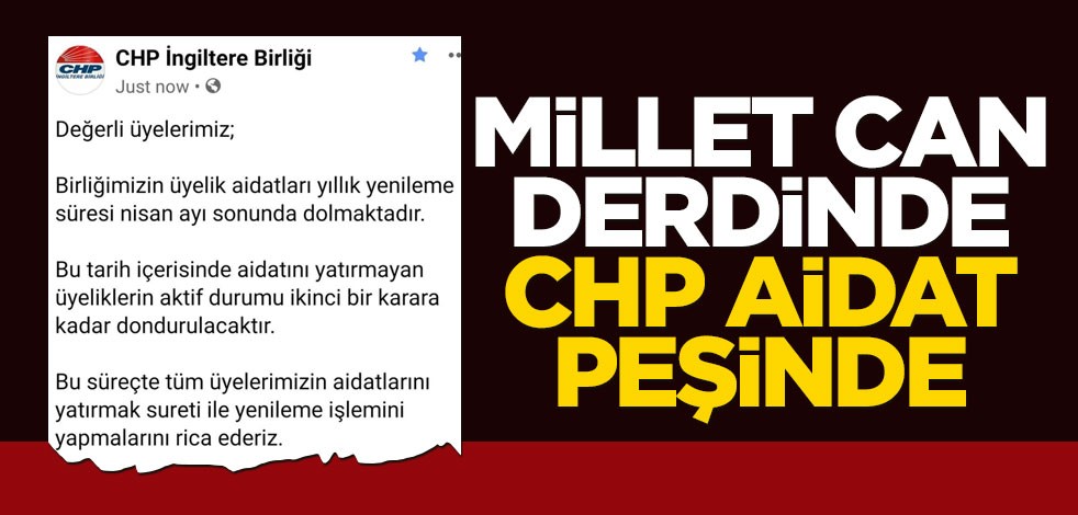 Millet can derdinde, CHP aidat peşinde