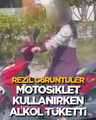 Motosiklet kullanırken alkol tüketti! Akan trafikte rezil görüntüler