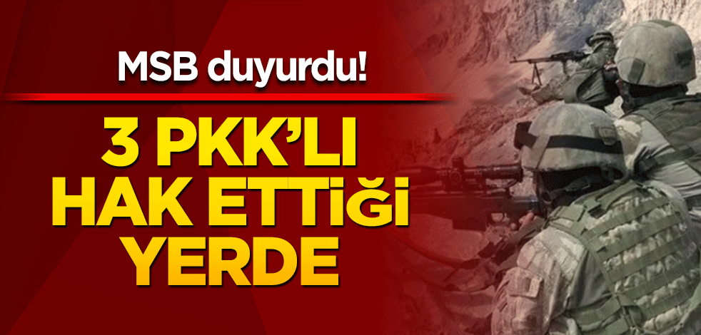 MSB duyurdu! 3 PKK'lı hak ettiği yerde