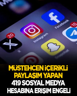 Müstehcen içerikli paylaşım yapan 419 sosyal medya hesabına erişim engeli