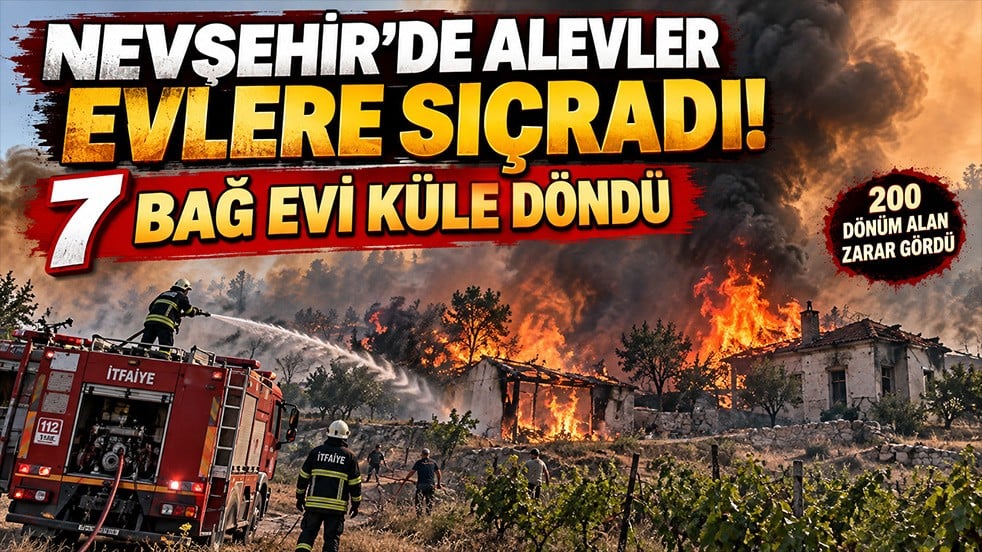 Nevşehir’de alevler bağ evlerine sıçradı! 7 ev küle döndü